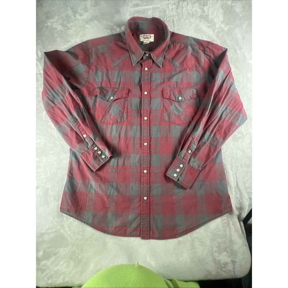 Vintage  Big Mac Western Plaid Pearl Snap Workwear Button Up Size XL